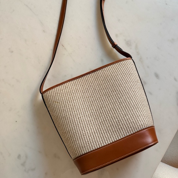 Celine Natural Woven Crossbody with Brown Leather Trim - Picture 2 of 6